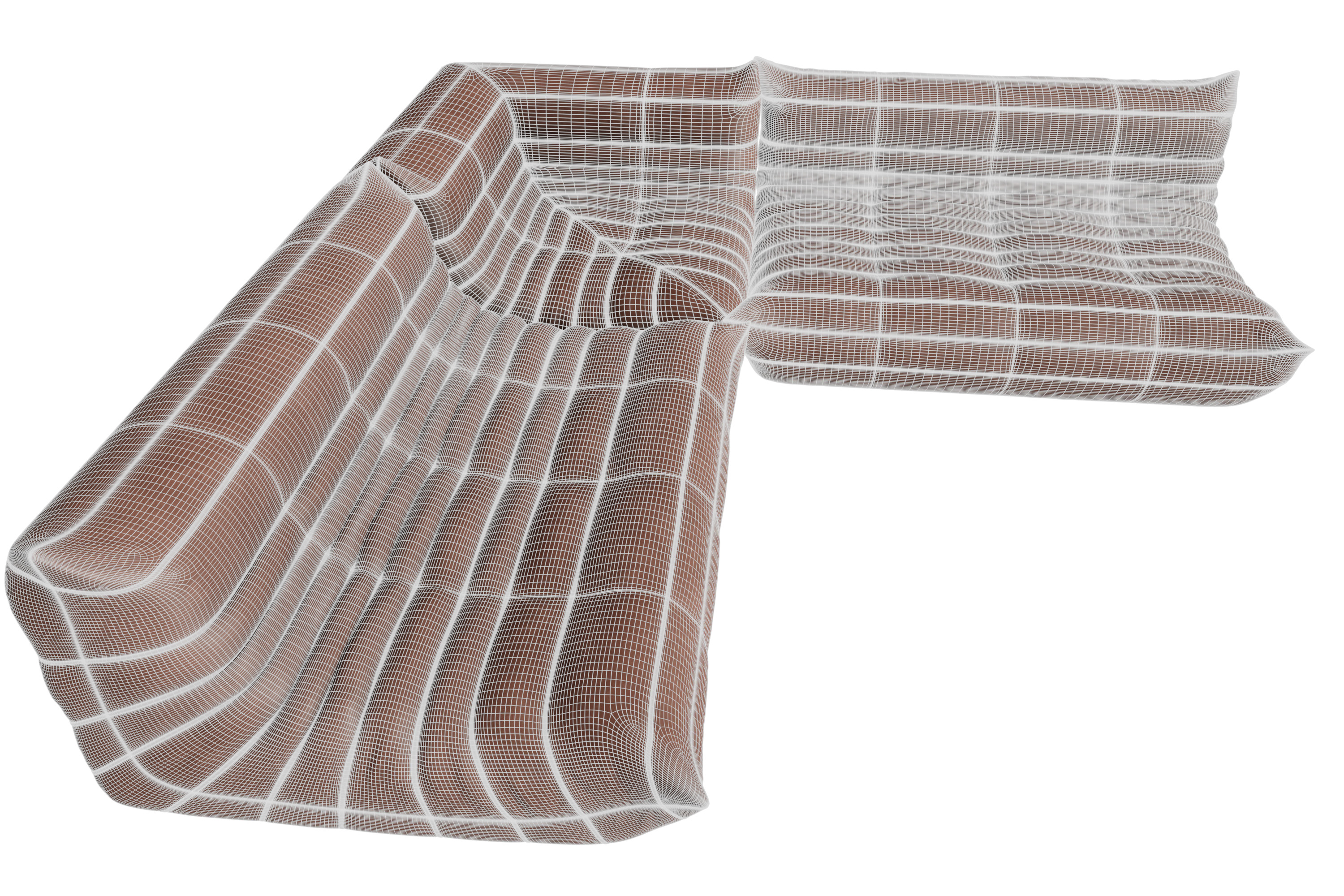 Ligne Roset Togo Style 2 Piece Leather Modular Sofa Set 3D model_3