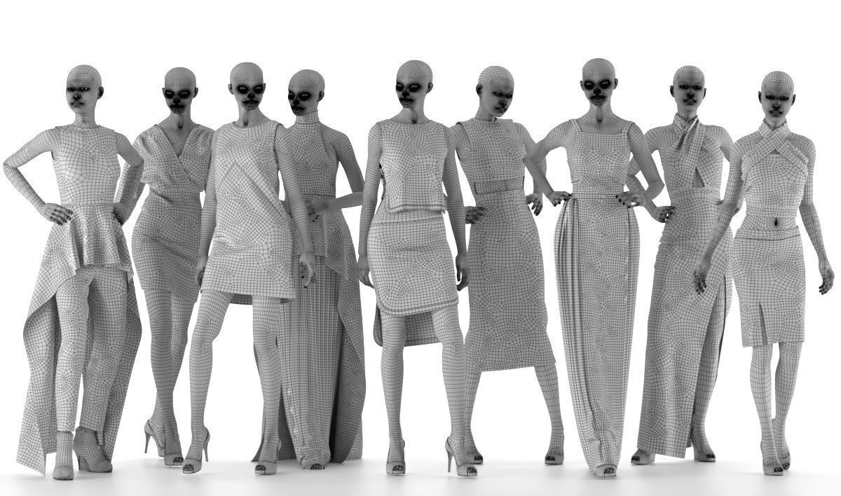 Mannequin Set Vol 002 Low-poly 3D model_13