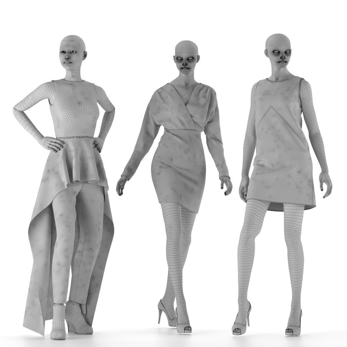 Mannequin Set Vol 002 Low-poly 3D model_15