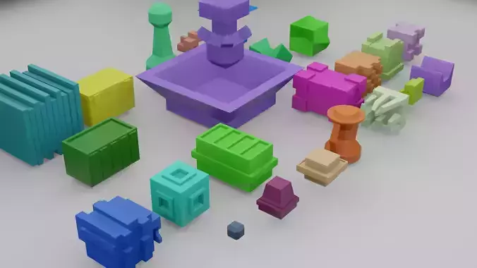Low Poly Greybox Asset Pack of 22 Stylized Models