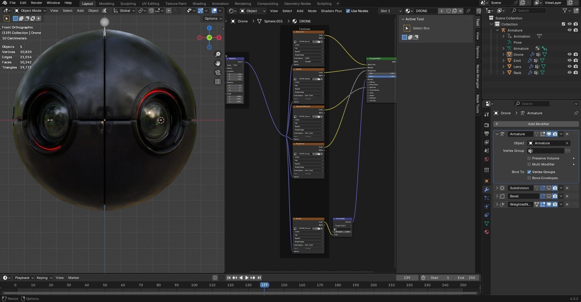 Futuristic Surveillance Drone - Spherical Sci-Fi Bot Low-poly 3D model_13