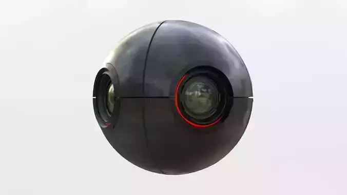 Futuristic Surveillance Drone - Spherical Sci-Fi Bot Low-poly 3D model