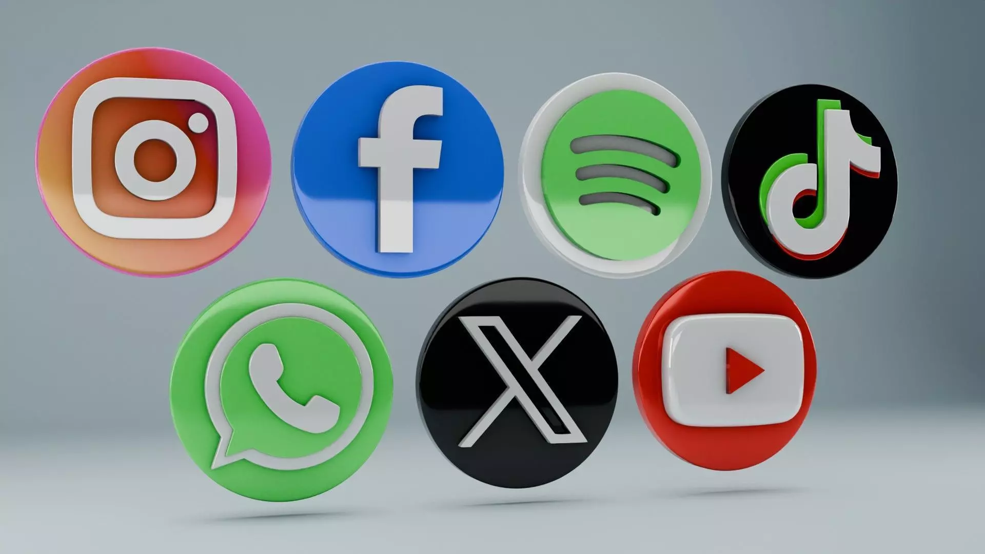 3D social media logos 3D model