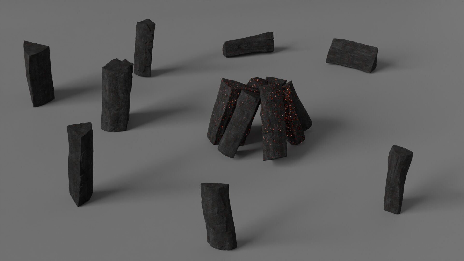 Burnt Firewood Pack Low-poly 3D model_4