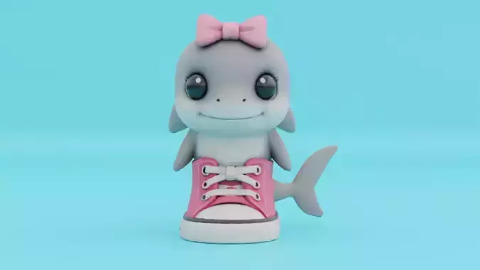 Baby Tralalero Tralala Girl Pink Italian brainrot Character Low-poly 3D model