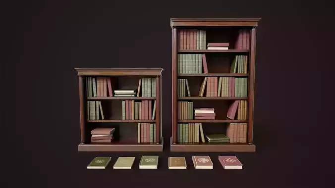 Vintage Bookcases Low-poly 3D model
