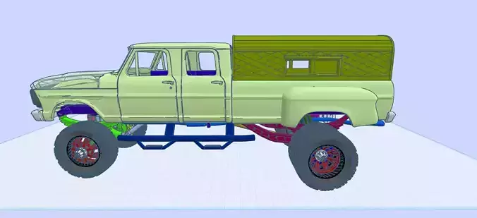 12 inch lift 70 Crew Cab add ons volume 4 with trailer 3D print model