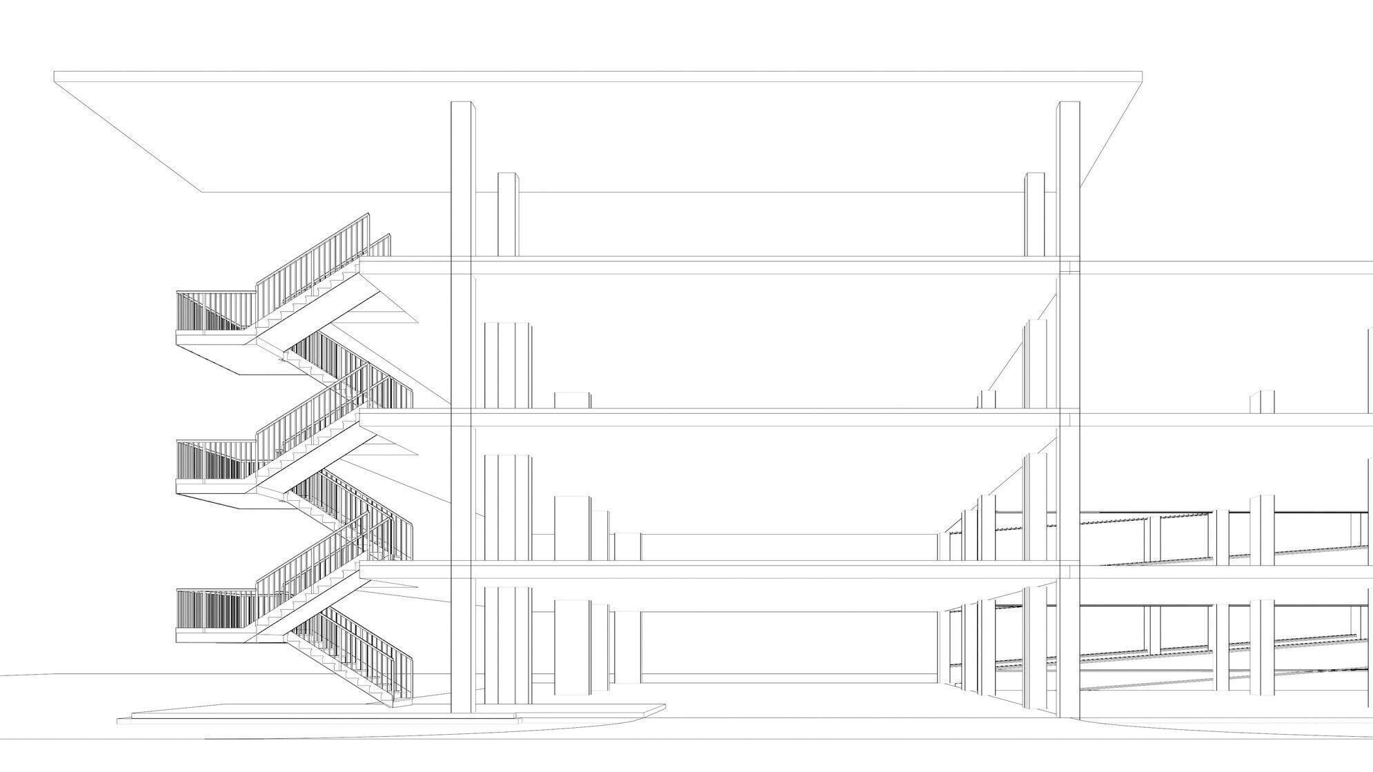 Parking garage building in structure 25-27 3D model_6