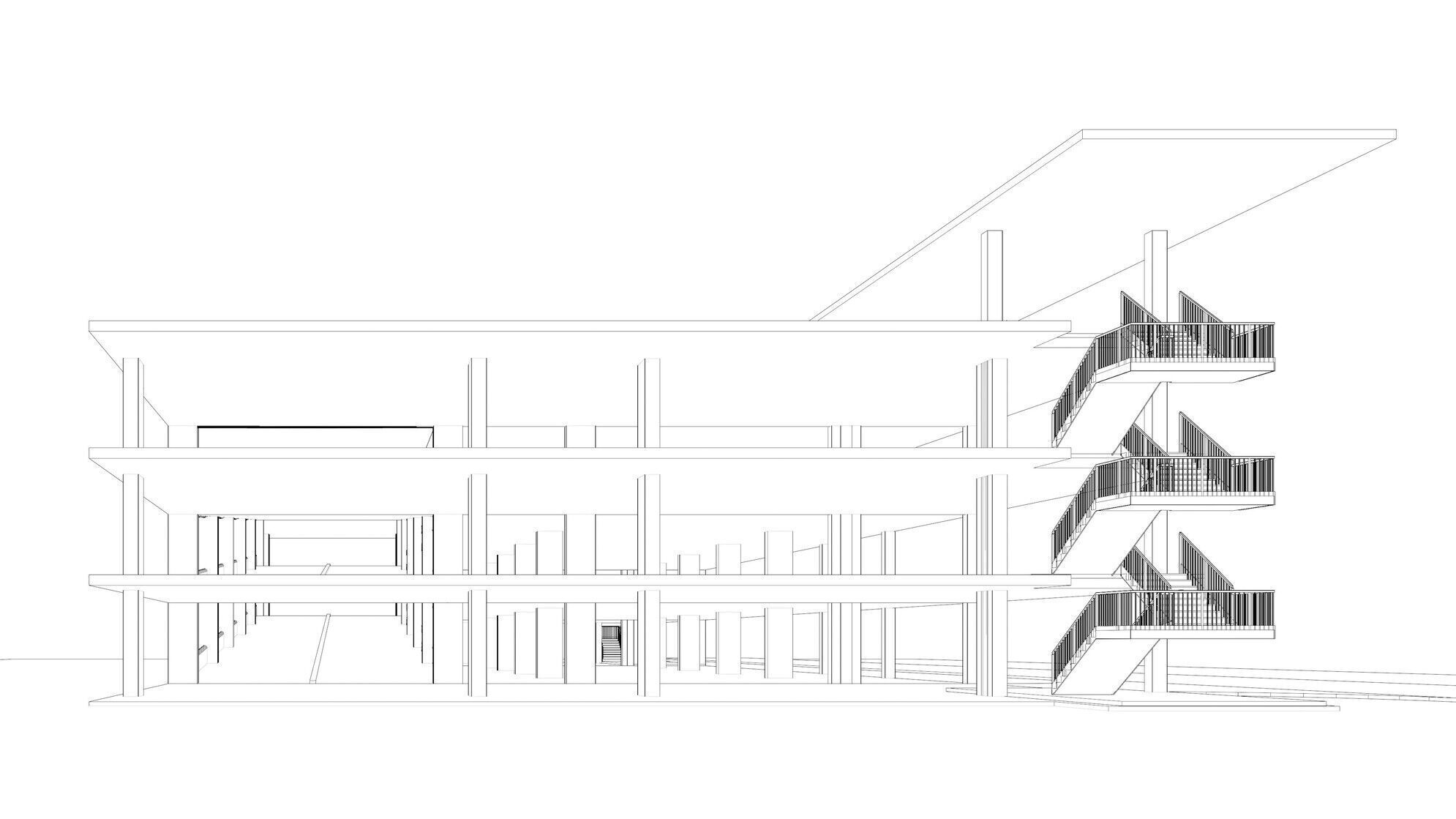 Parking garage building in structure 25-27 3D model_7