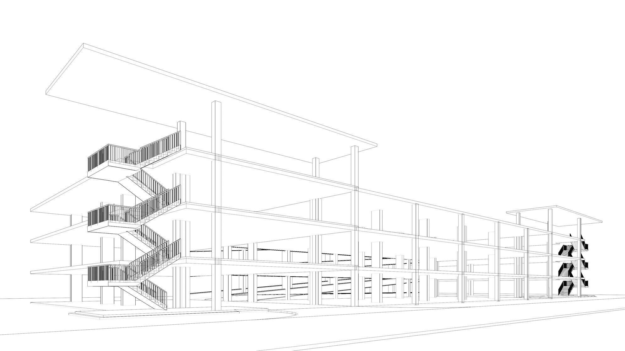 Parking garage building in structure 25-27 3D model_5