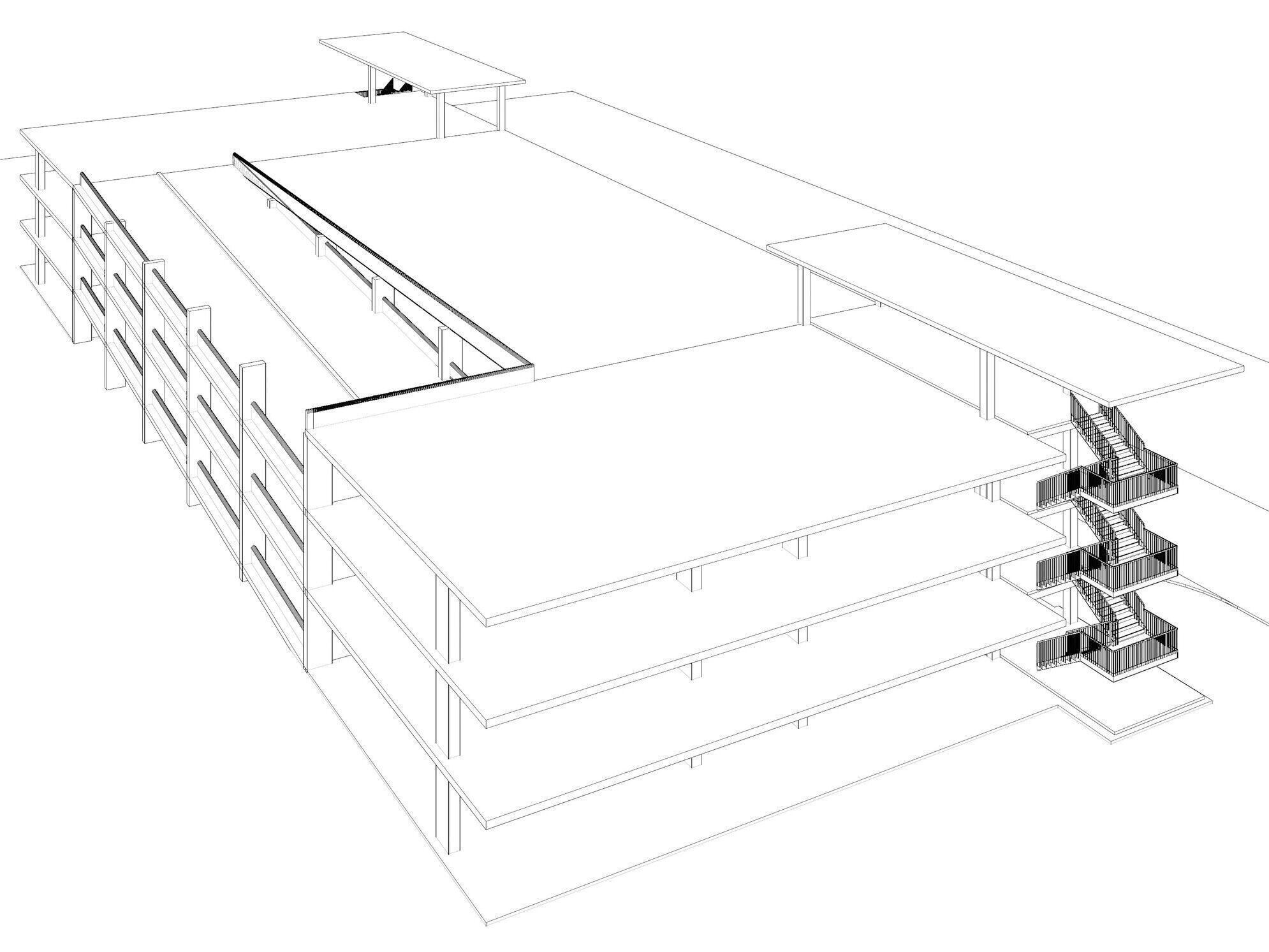 Parking garage building in structure 25-27 3D model_8