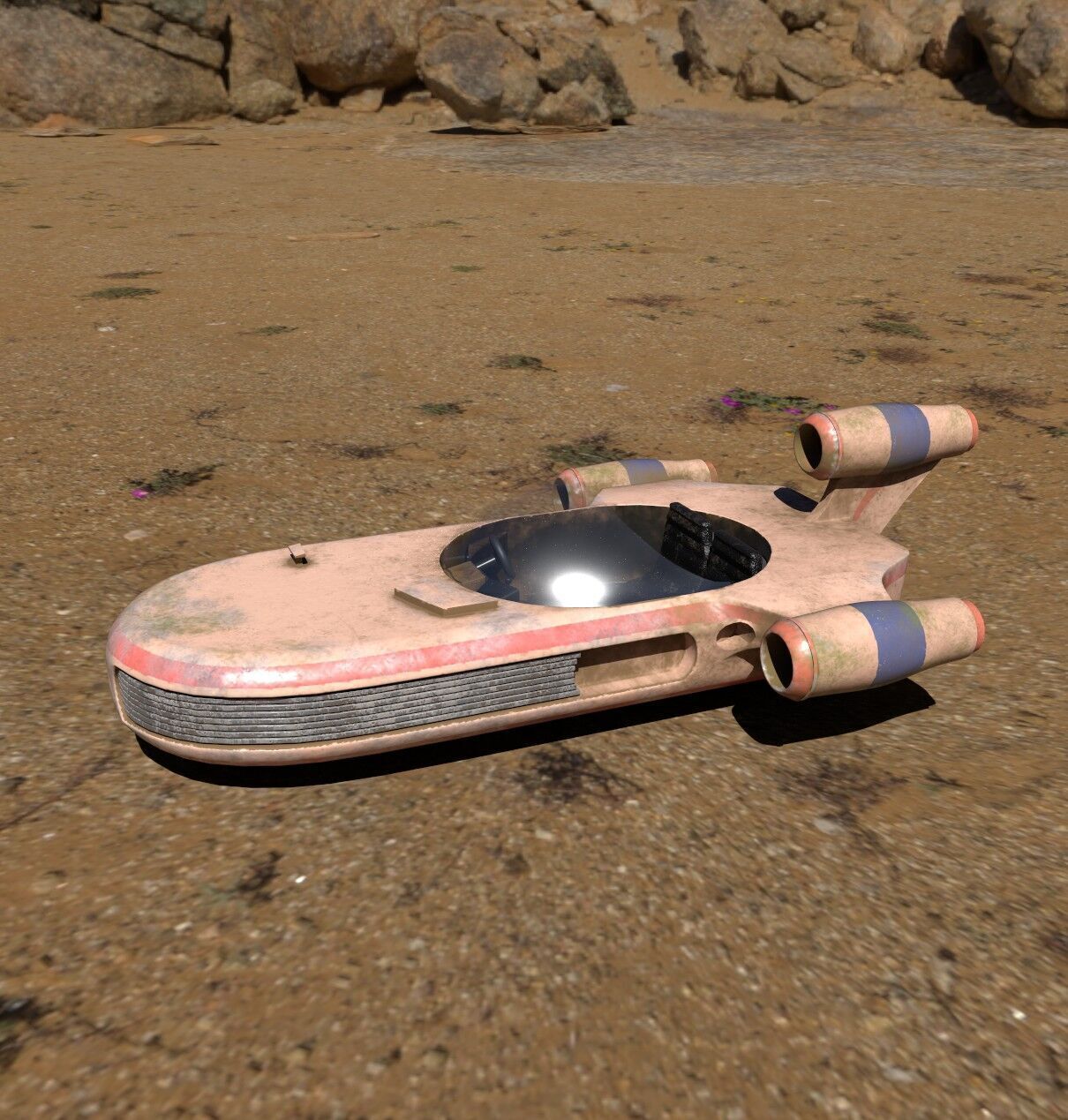 Star Wars Landspeeder 3D Model Sci-fi and Traditional Low-poly 3D model_2