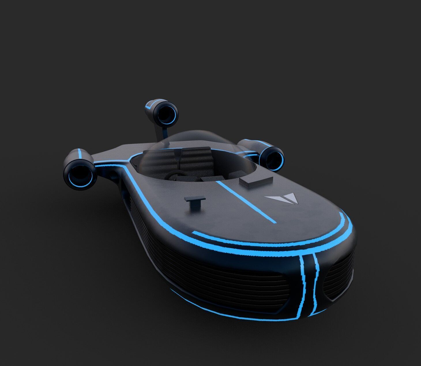 Star Wars Landspeeder 3D Model Sci-fi and Traditional Low-poly 3D model_11