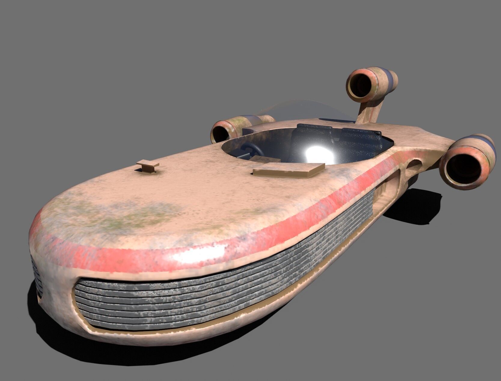 Star Wars Landspeeder 3D Model Sci-fi and Traditional Low-poly 3D model_3