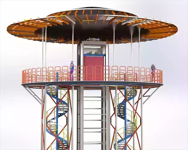 Observation Tower with Elevator and Spiral Stairs Industrial