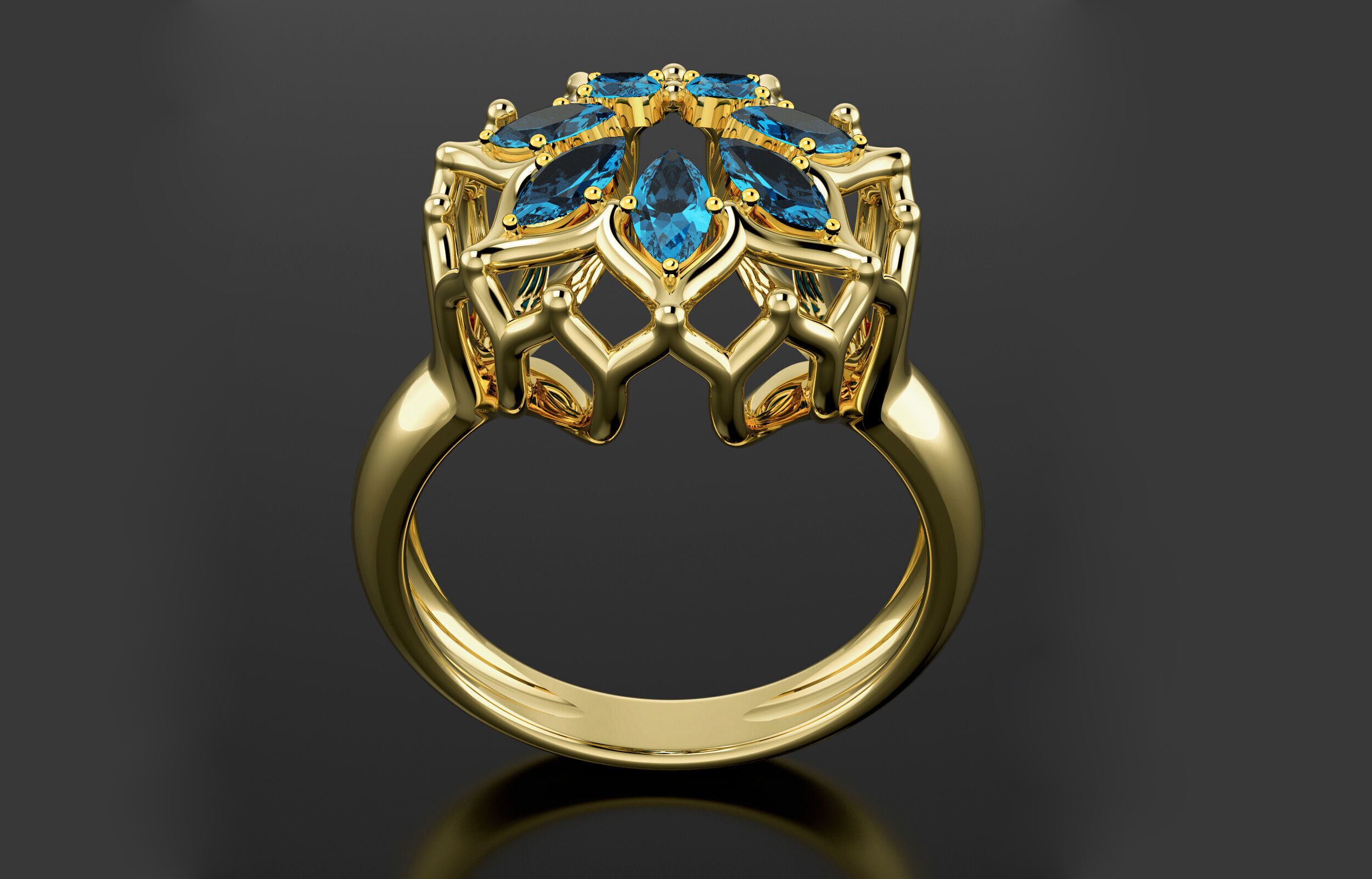Cluster ring 3D print model_8