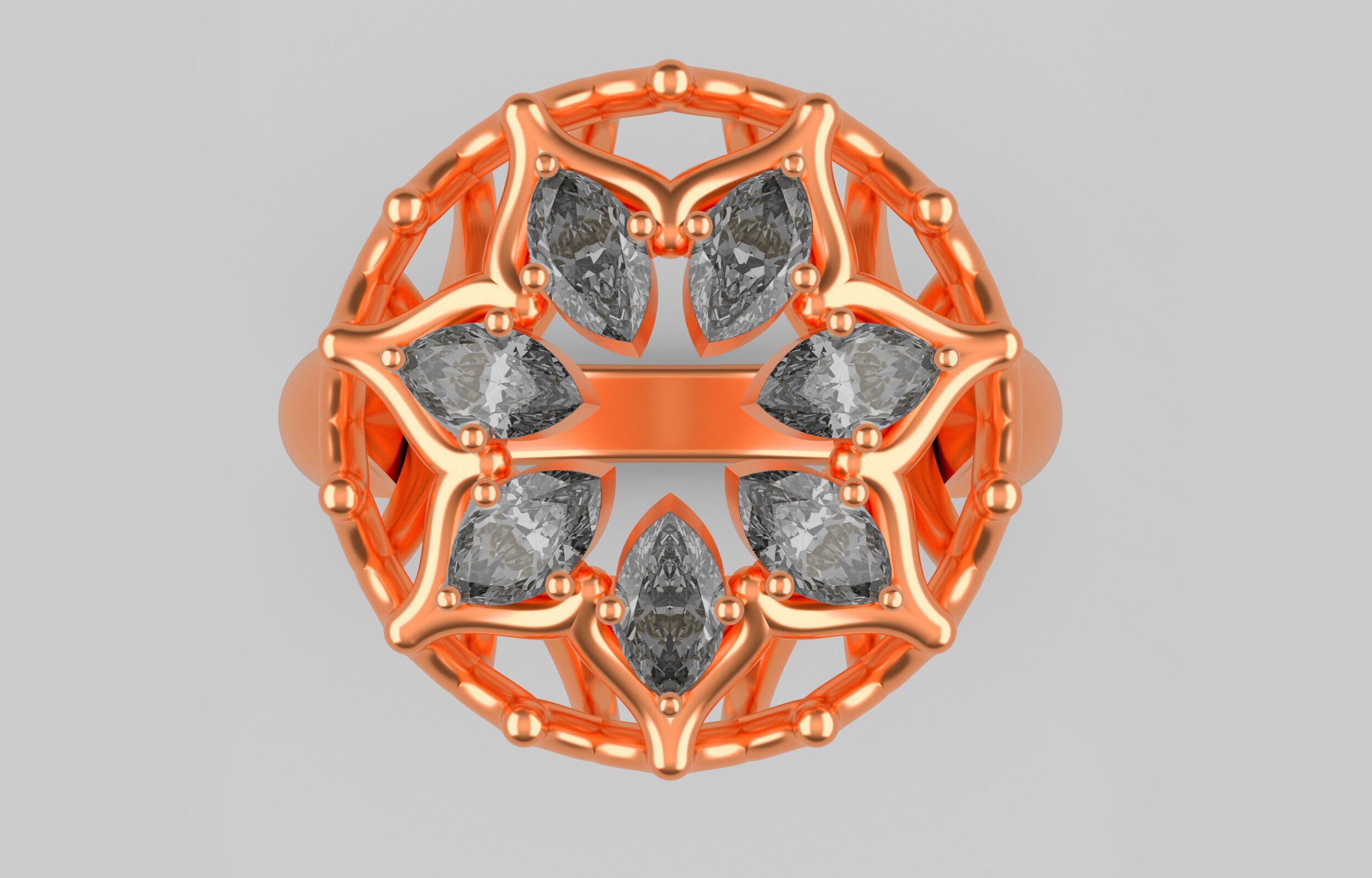 Cluster ring 3D print model_2