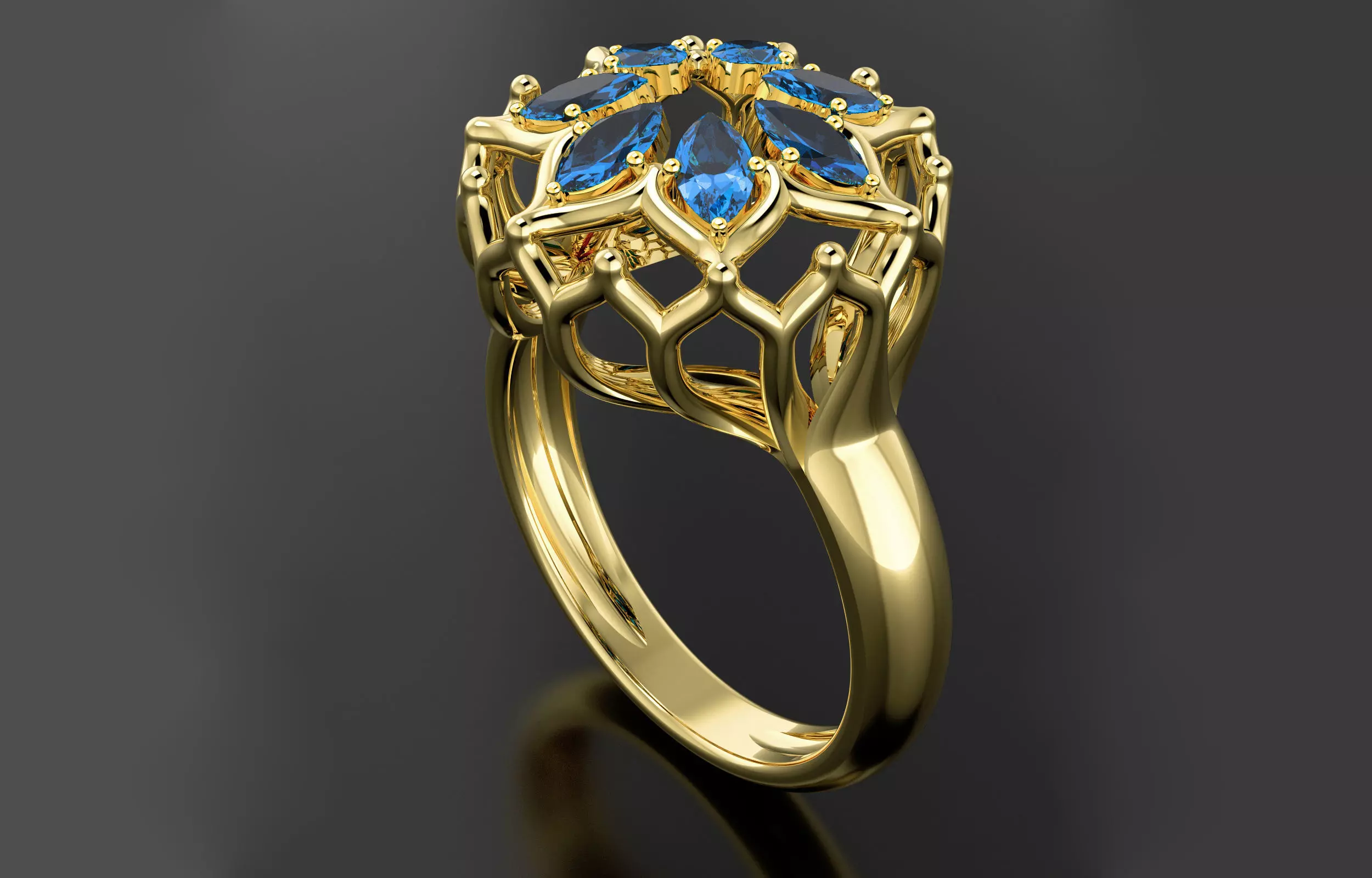 Cluster ring 3D print model_0