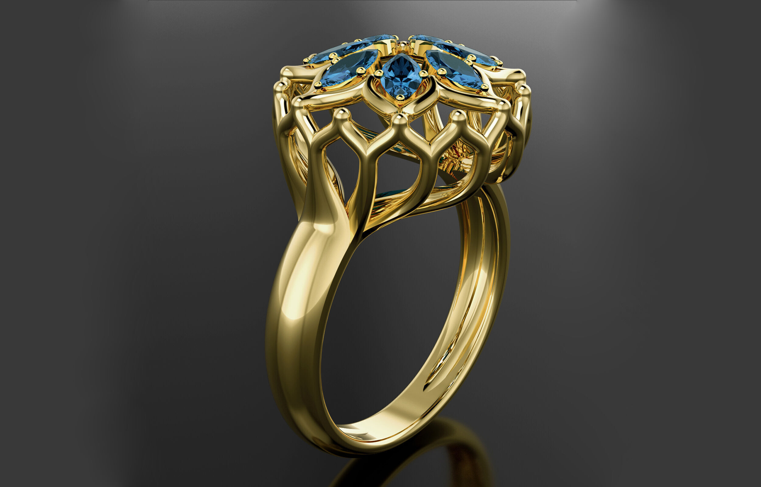 Cluster ring 3D print model_4