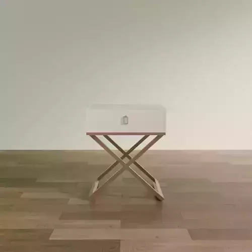 Modern X-Leg Nightstand with White Drawer Low-poly 3D model