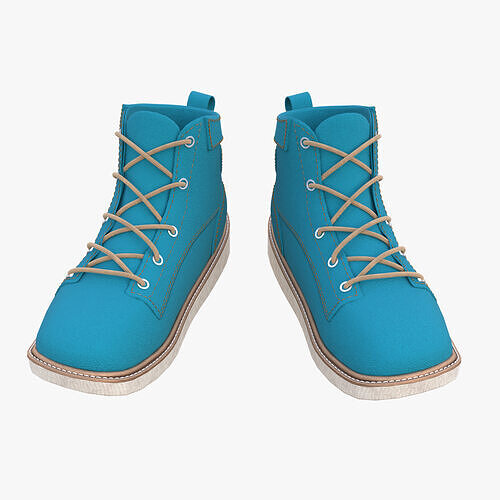 Cute Leather Boots Low-poly 3D model