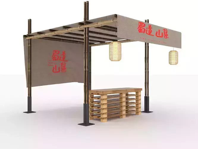 Canopy Sales Booth for Outdoor Events Low-poly 3D model