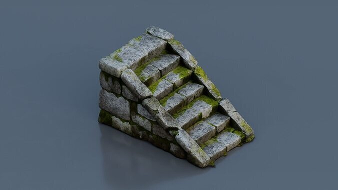 Ancient stone stairs  Low-poly 3D model