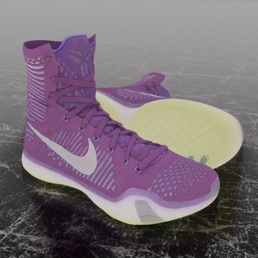 NIKE KOBE 10 ELITE TEAM PACK PURPLE 3D SHOES Low-poly 3D model