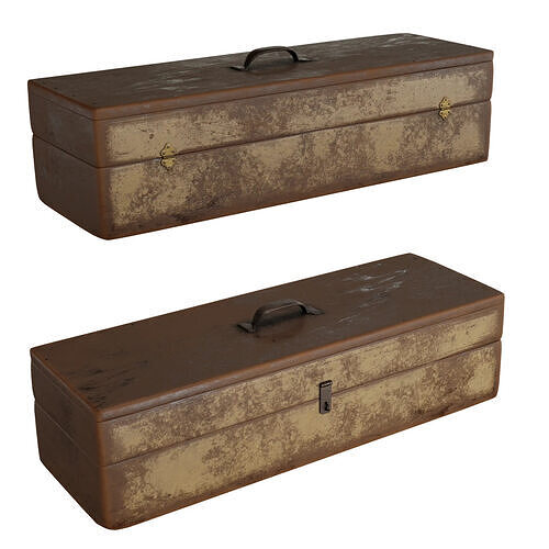 Vintage old wooden tool box 3D model