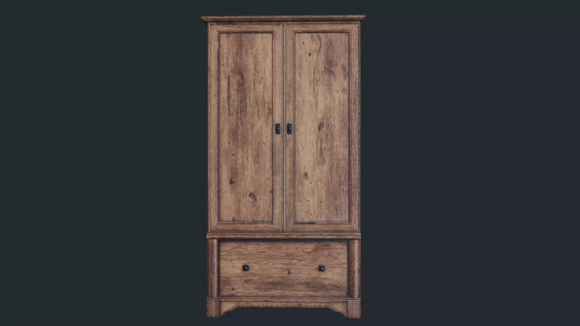 Wooden Almirah Low-poly 3D model_0