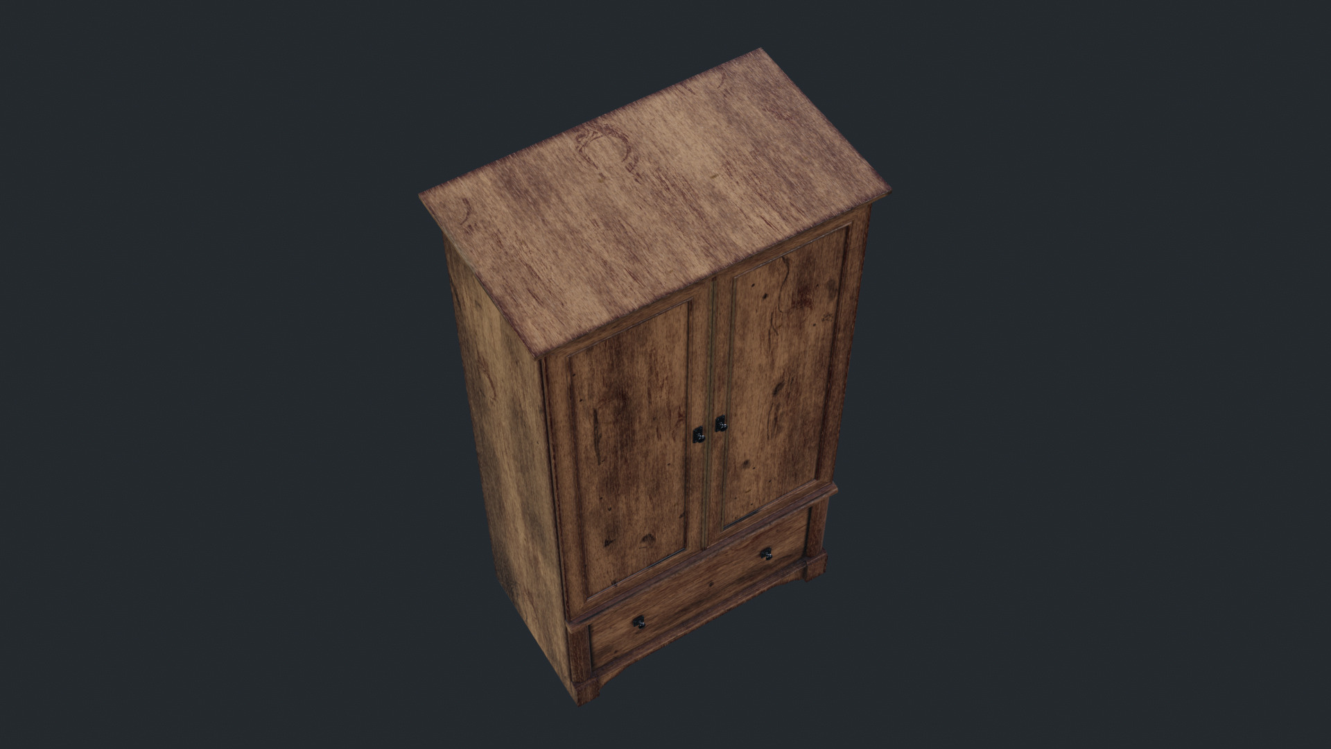 Wooden Almirah Low-poly 3D model_13