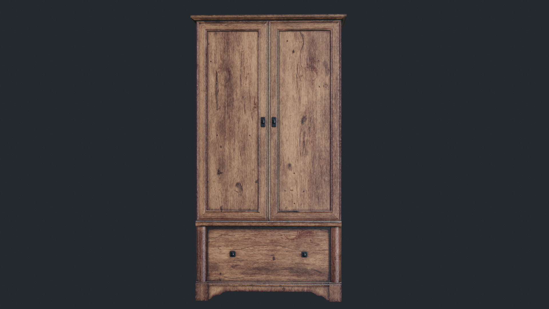 Wooden Almirah Low-poly 3D model_11