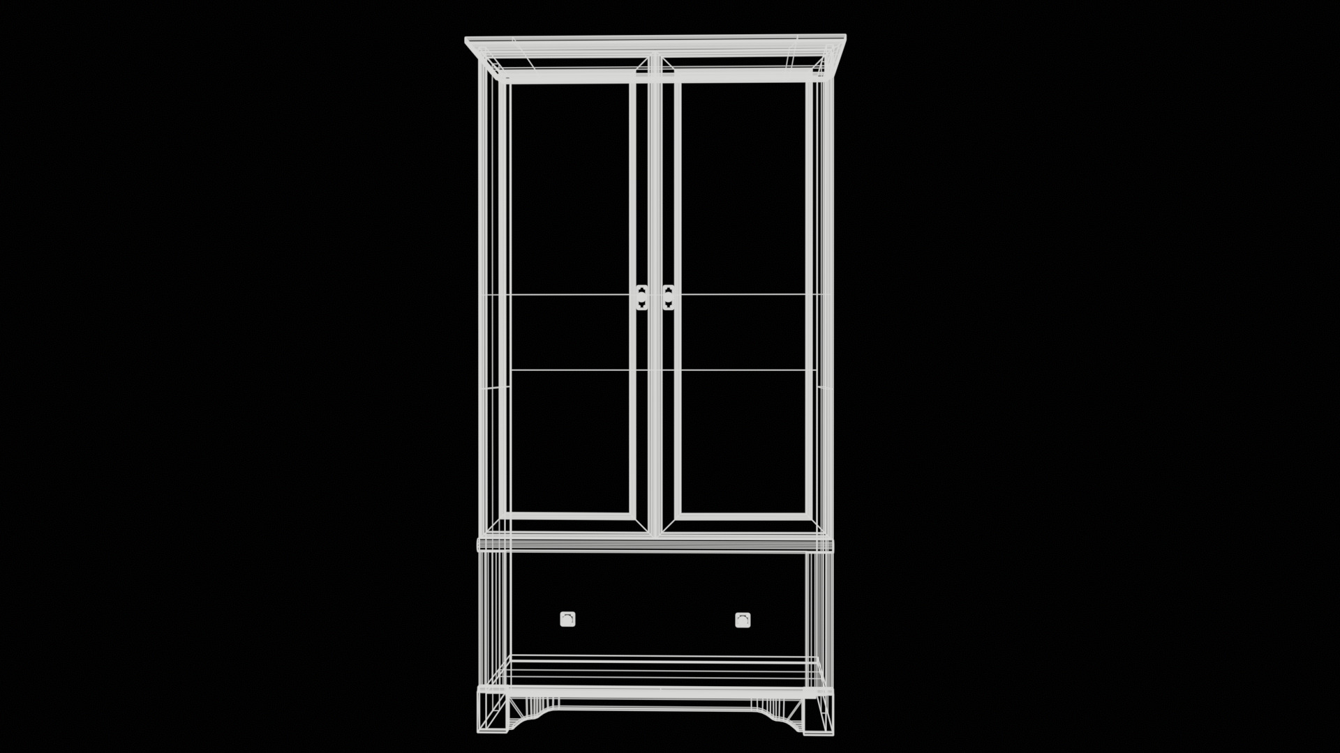 Wooden Almirah Low-poly 3D model_10