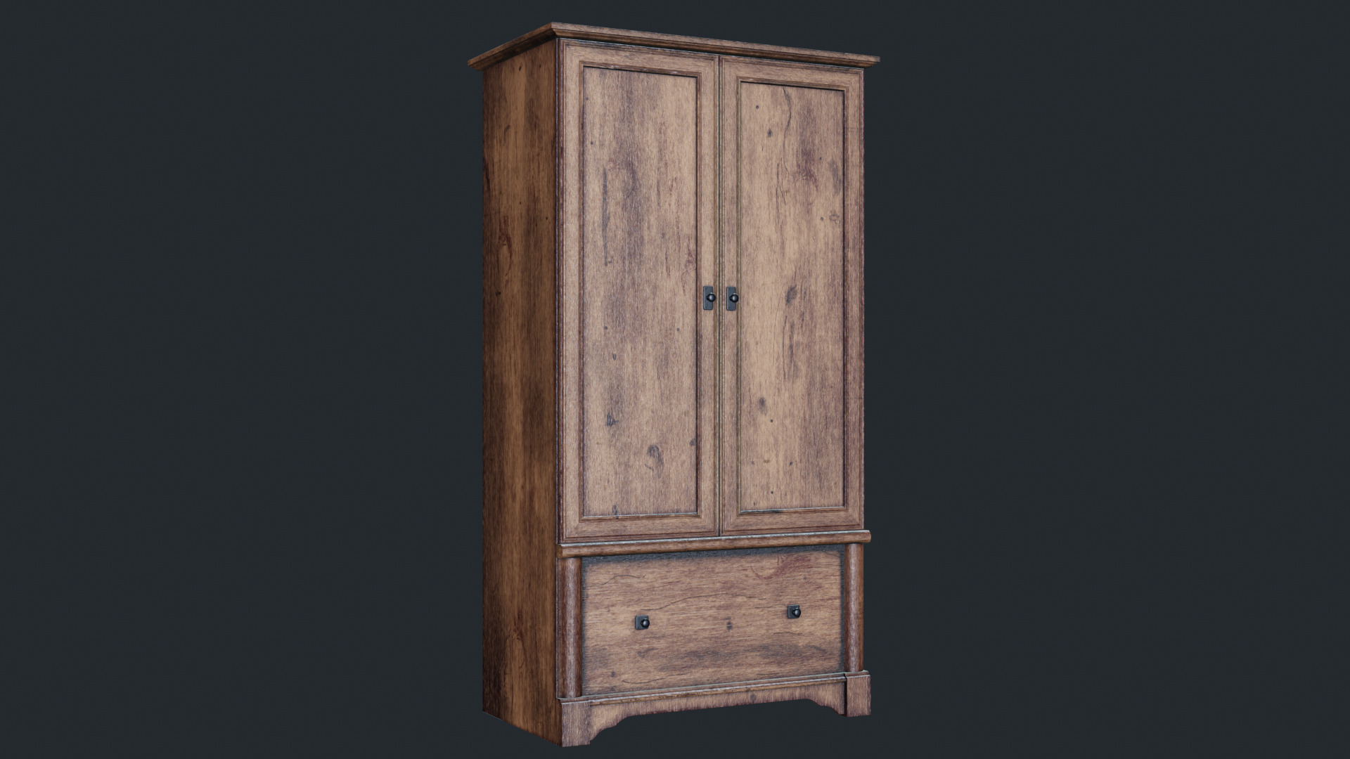 Wooden Almirah Low-poly 3D model_14