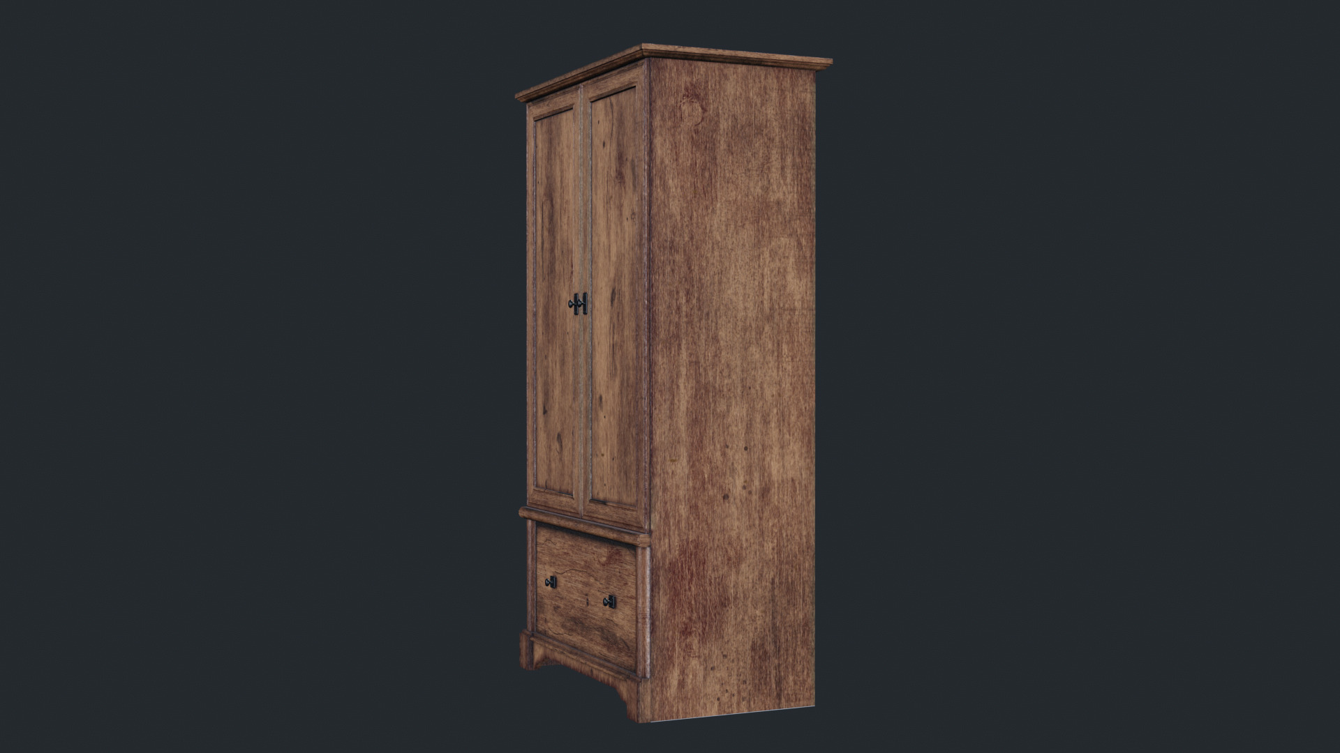 Wooden Almirah Low-poly 3D model_4