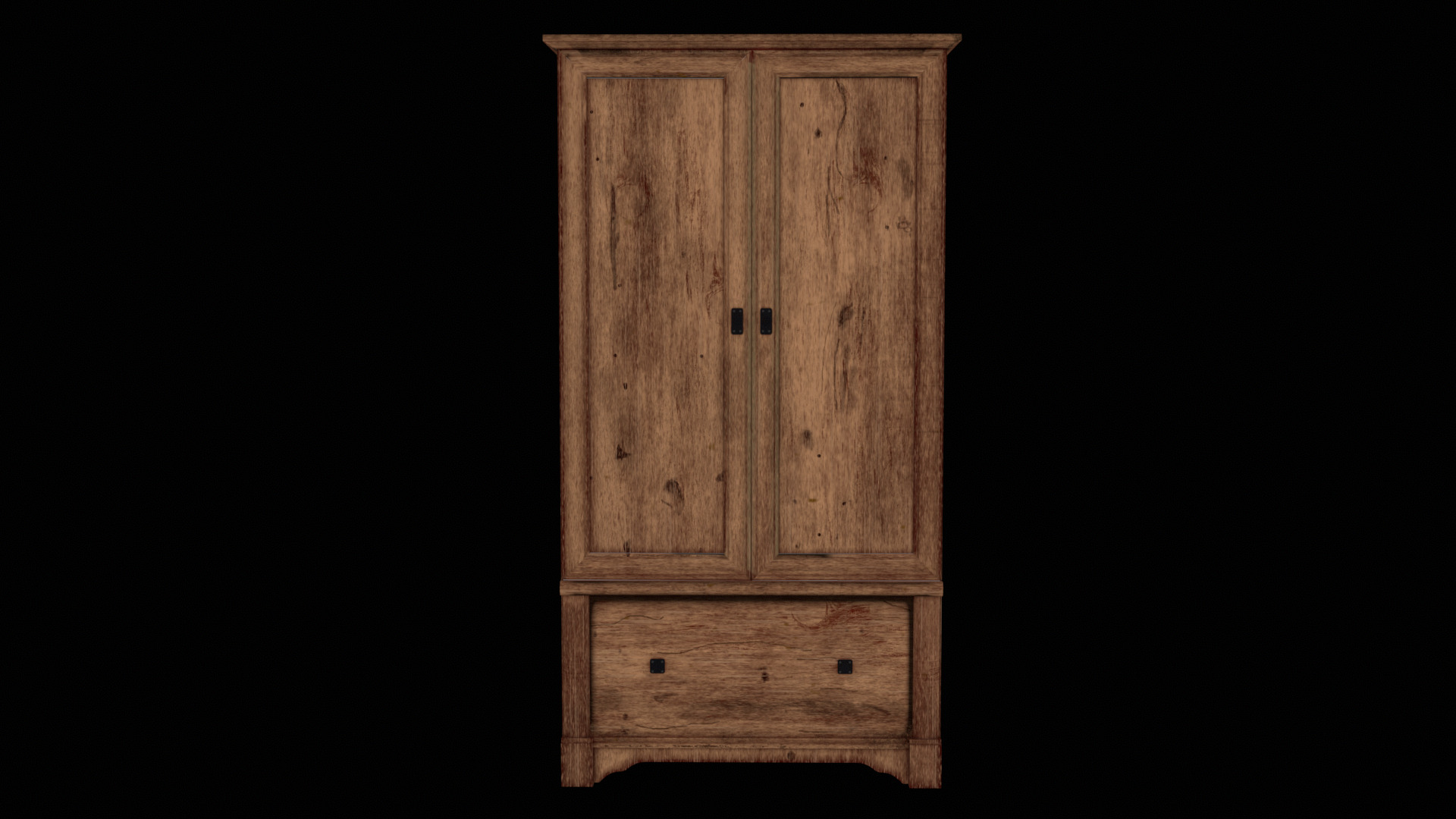 Wooden Almirah Low-poly 3D model_6