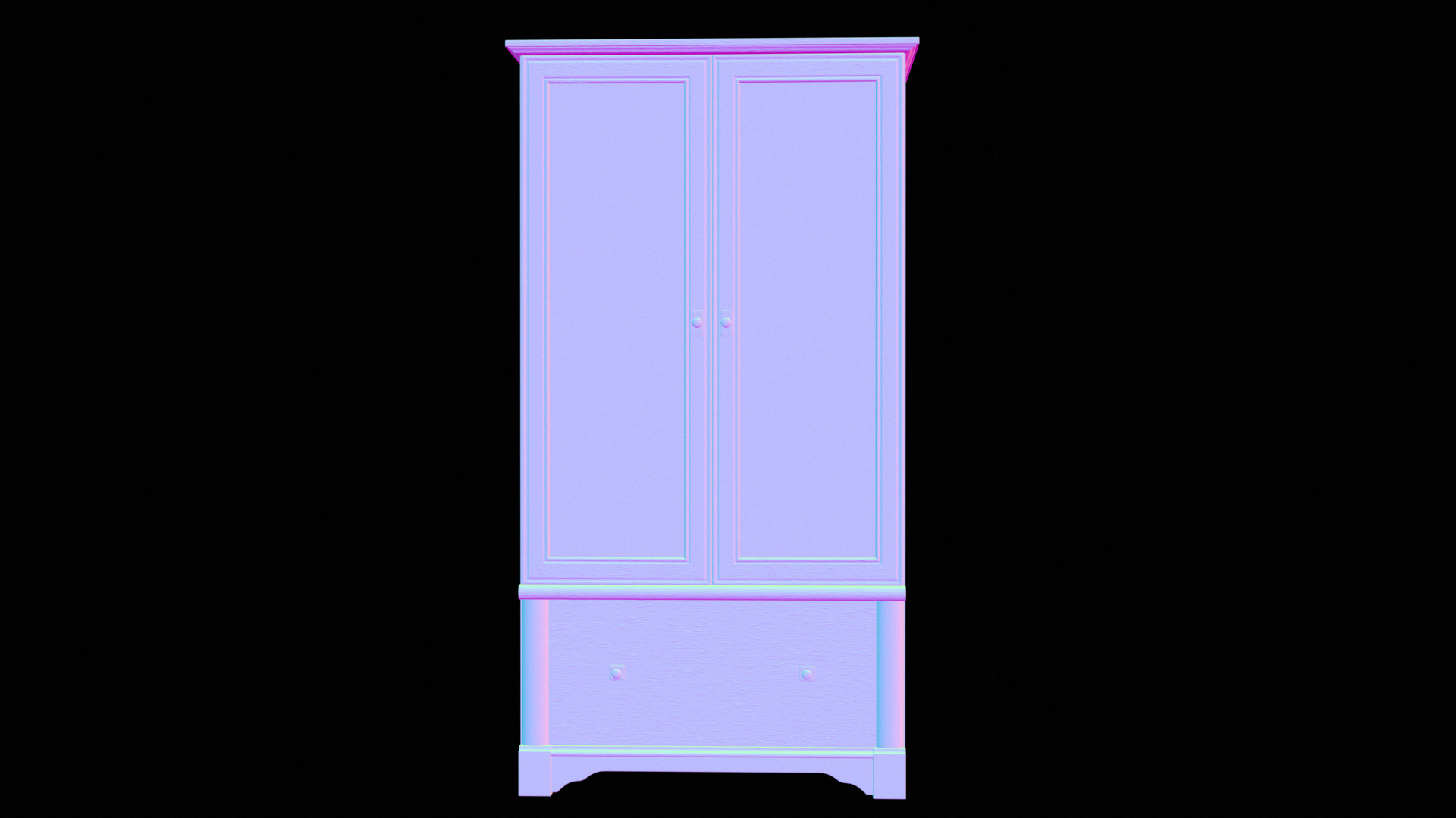 Wooden Almirah Low-poly 3D model_8