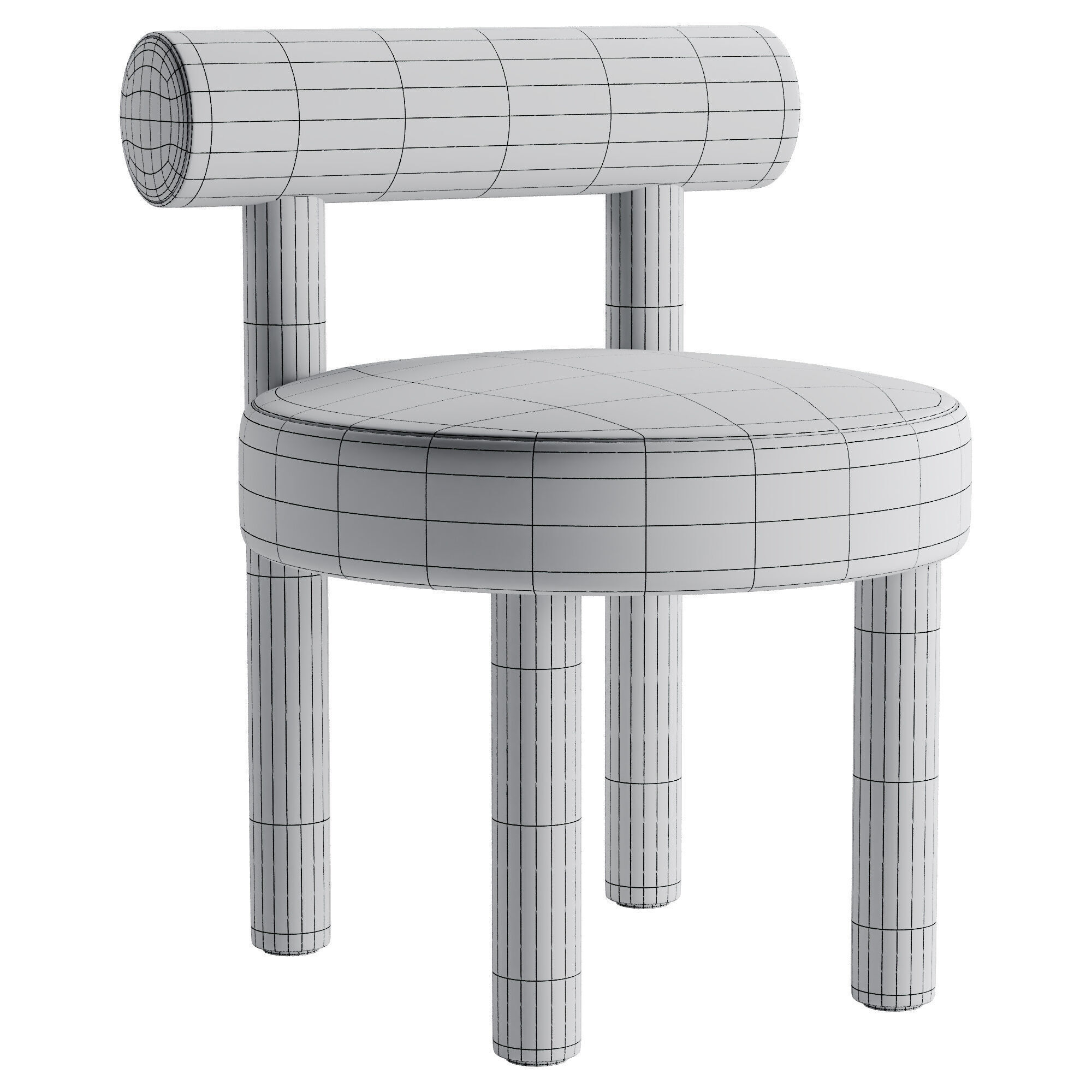 Modern Dining Chair Low-poly 3D model_30