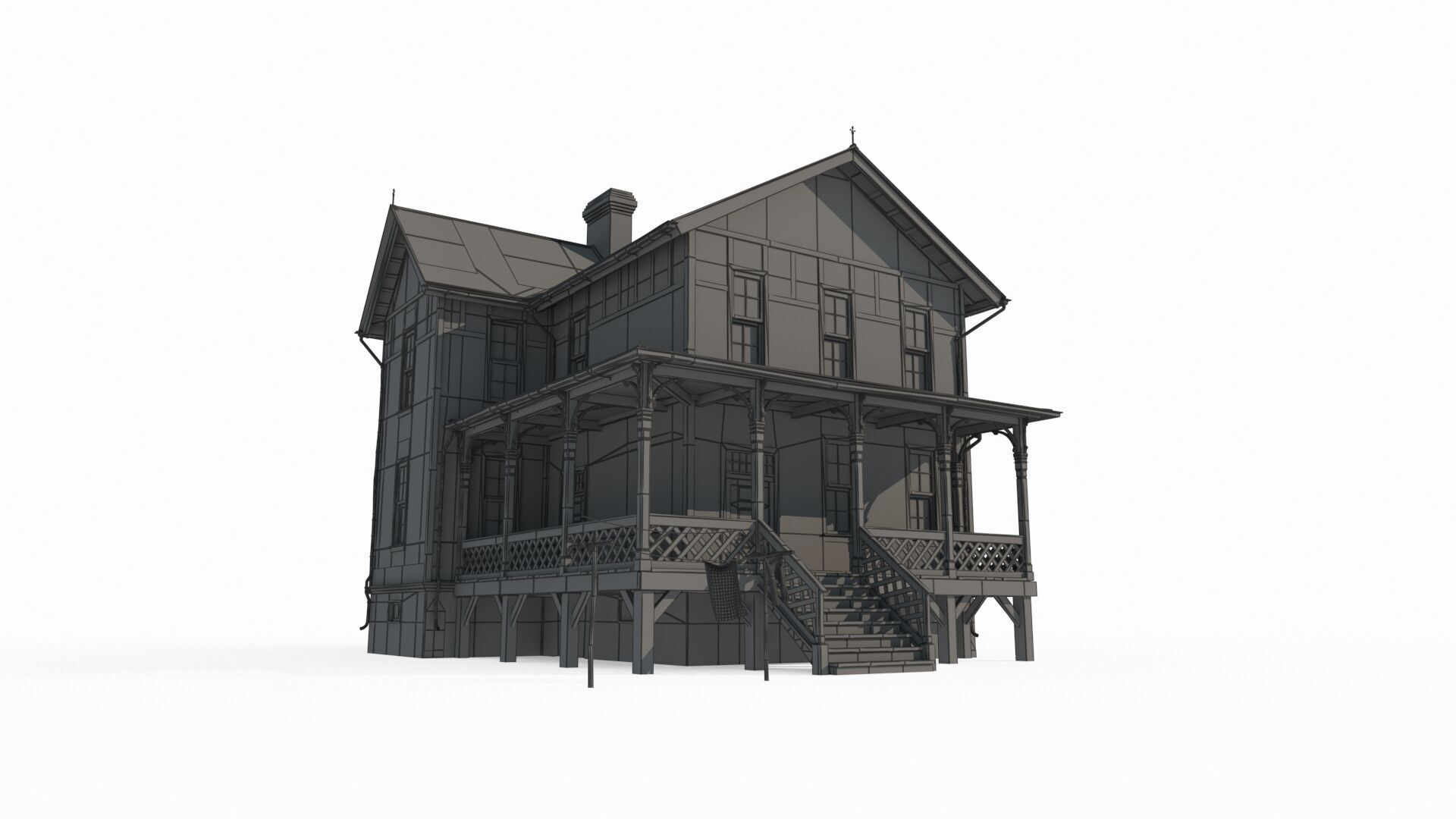19th century architectural villas 3D model_5
