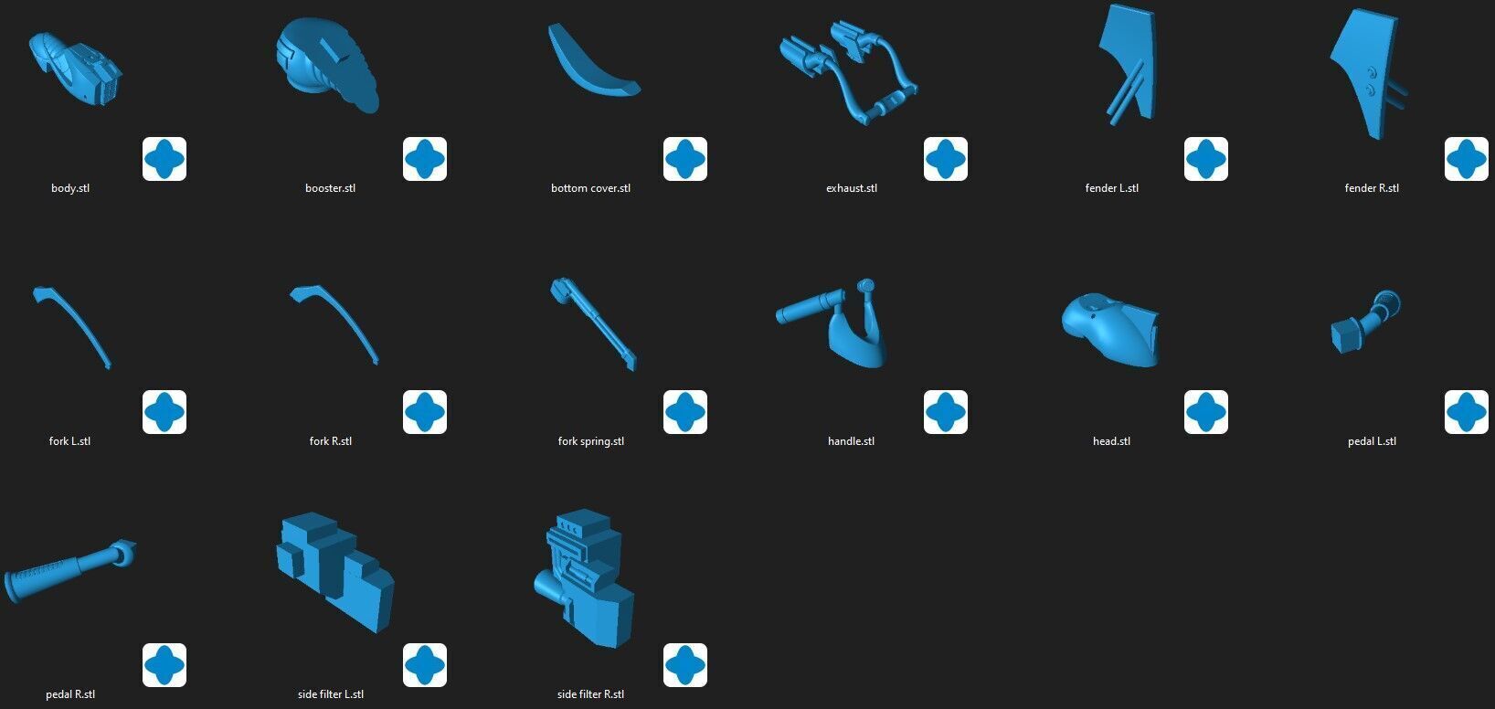 Flare-S Swoop Bike One12 Scale STL Files 3D print model_5