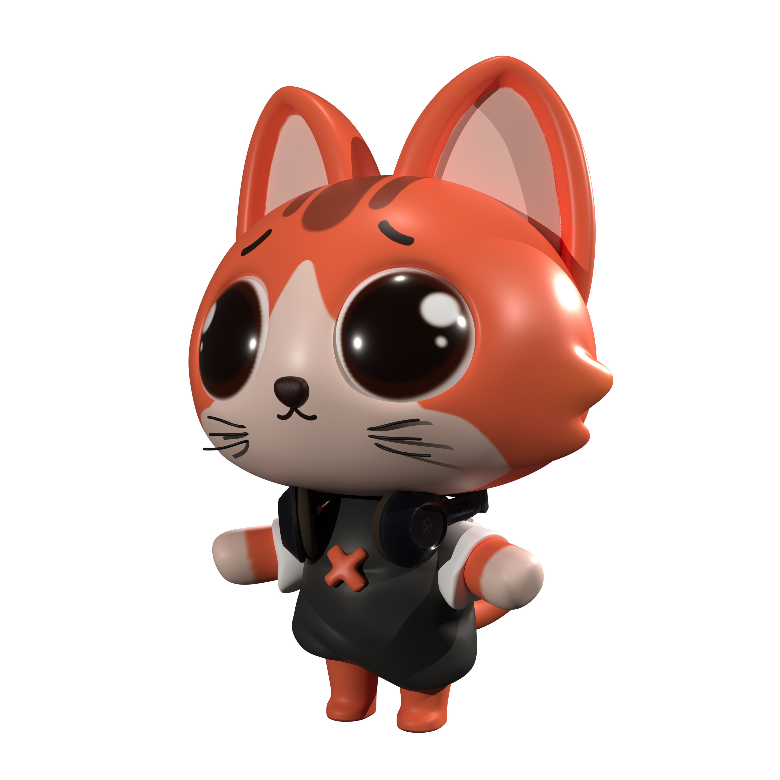 Cool orange cat Low-poly 3D model_4