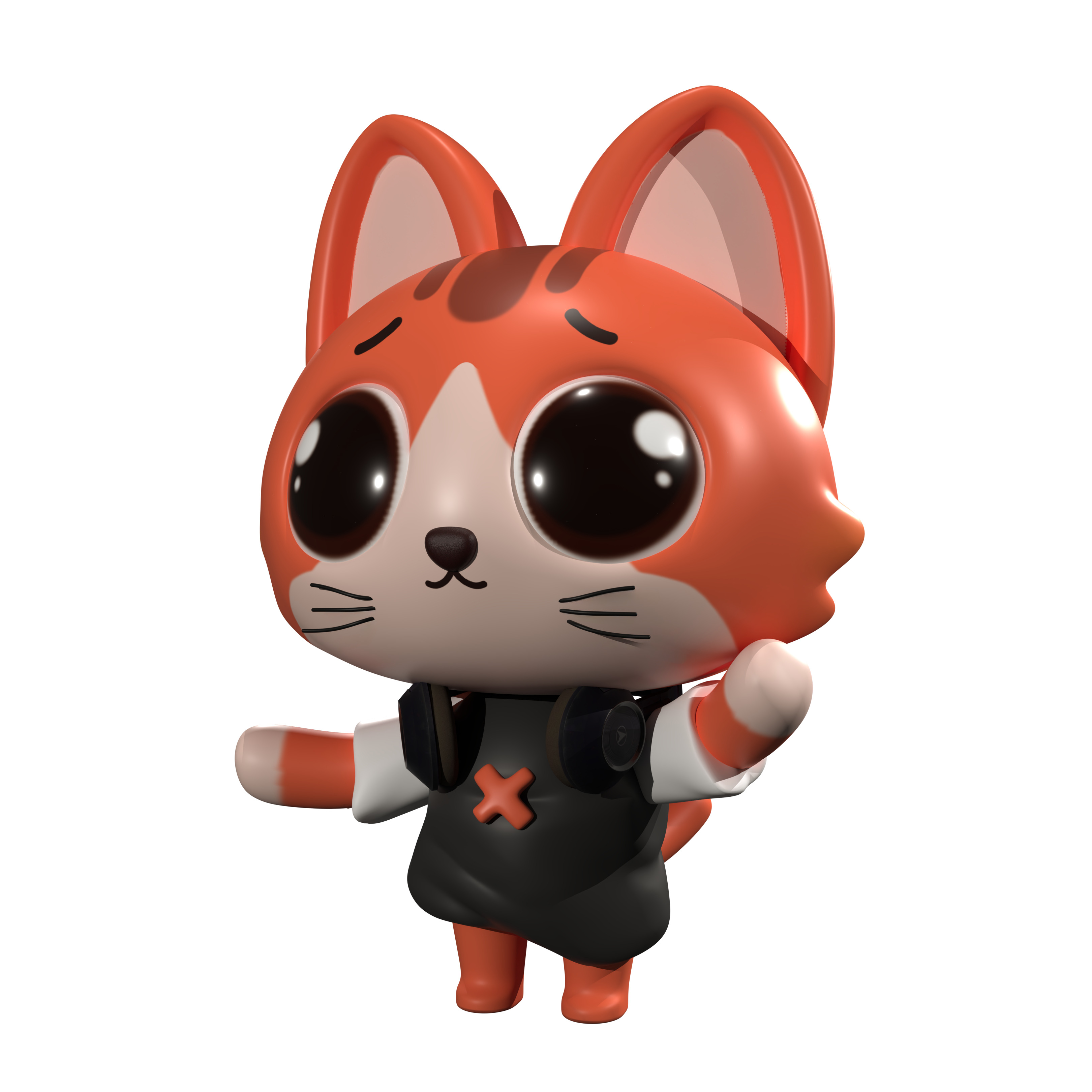 Cool orange cat Low-poly 3D model_6