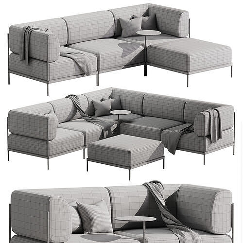 Nolan 3 round sofa 3D model 6