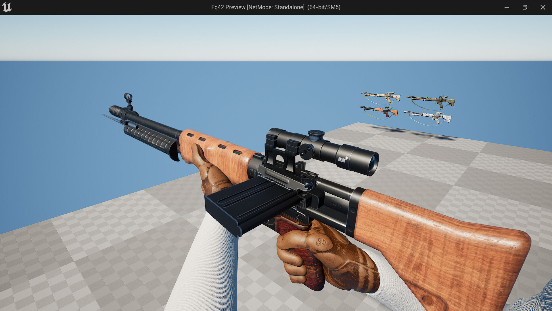 FG42 ww2 Weapon Fps - Tps Low-poly 3D model_9