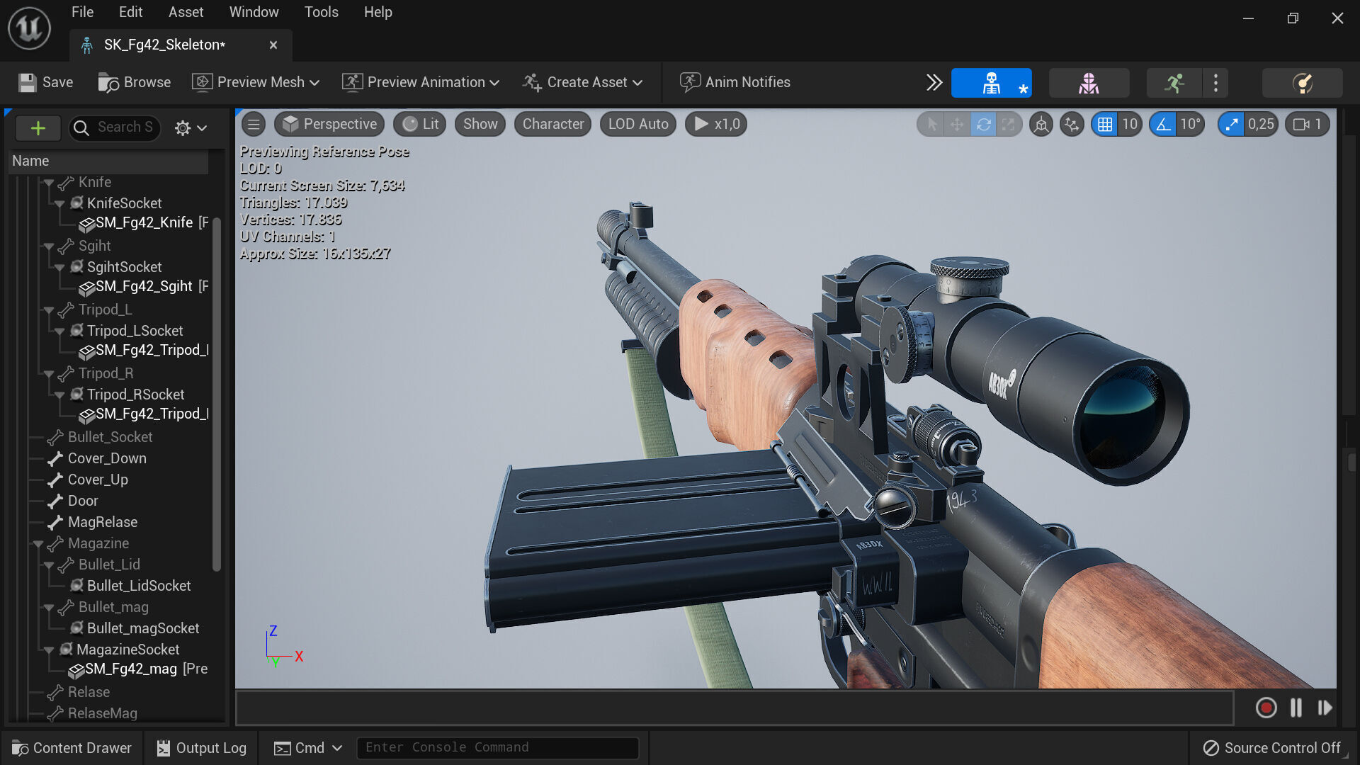 FG42 ww2 Weapon Fps - Tps Low-poly 3D model_7