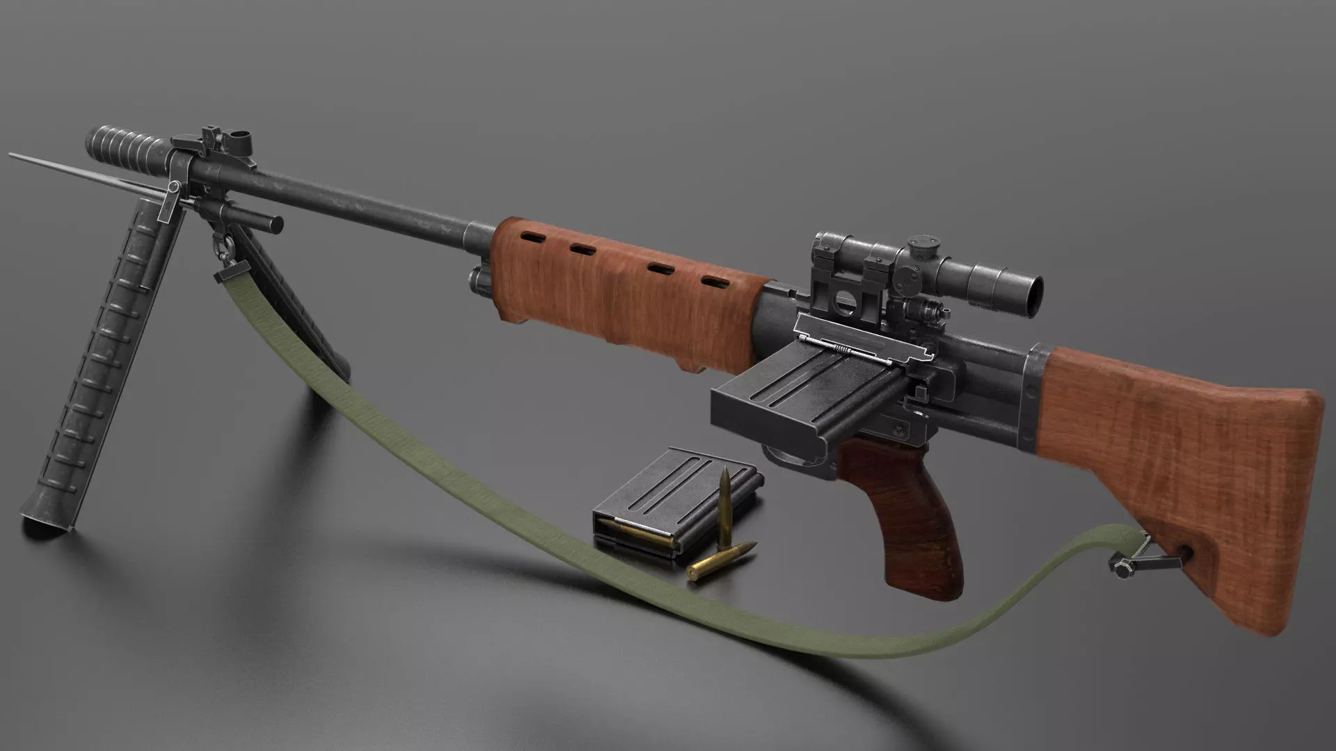 FG42 ww2 Weapon Fps - Tps Low-poly 3D model_0