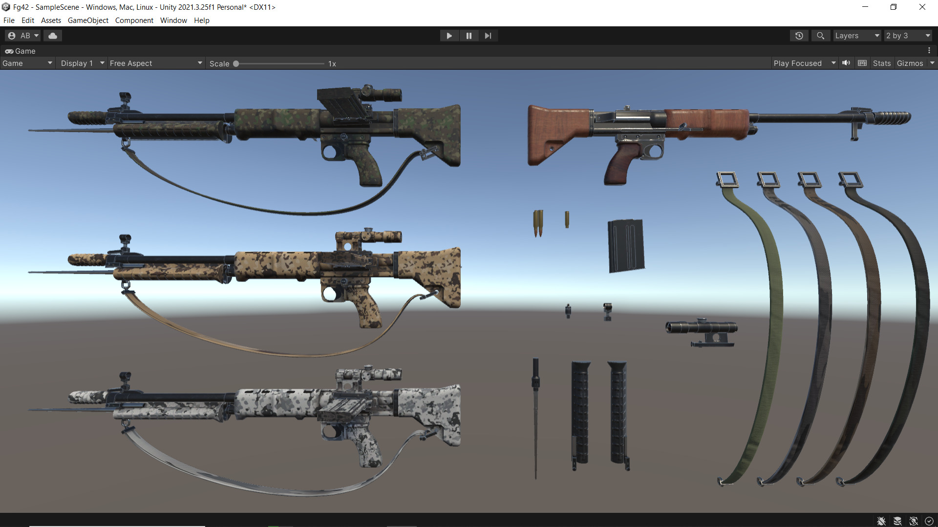 FG42 ww2 Weapon Fps - Tps Low-poly 3D model_11