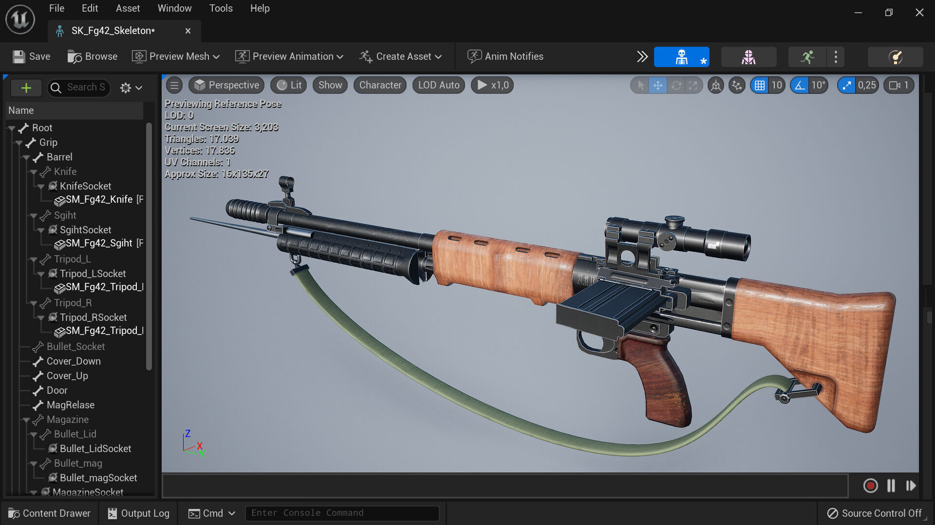 FG42 ww2 Weapon Fps - Tps Low-poly 3D model_5