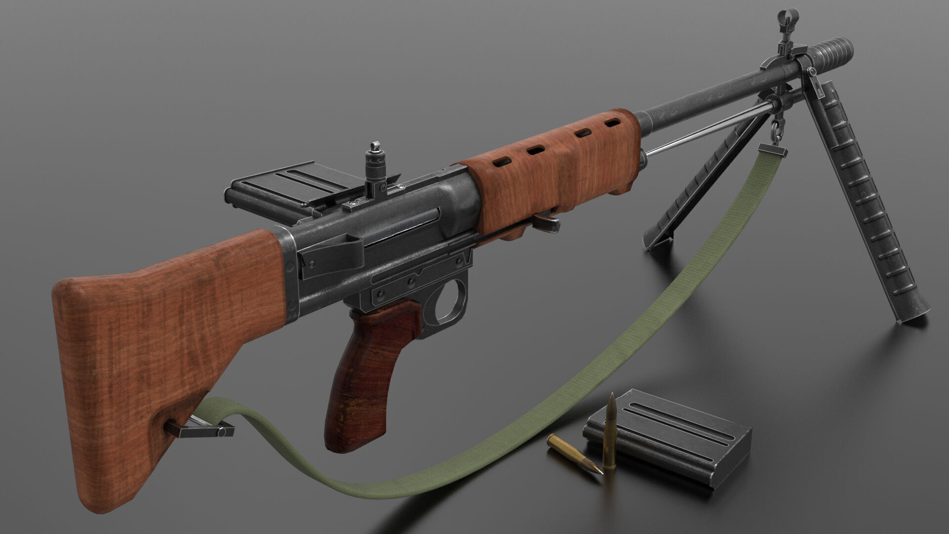 FG42 ww2 Weapon Fps - Tps Low-poly 3D model_4