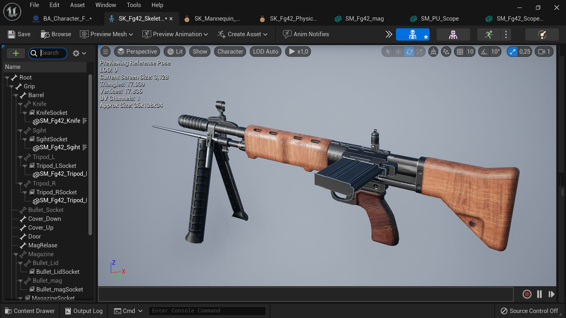 FG42 ww2 Weapon Fps - Tps Low-poly 3D model_6